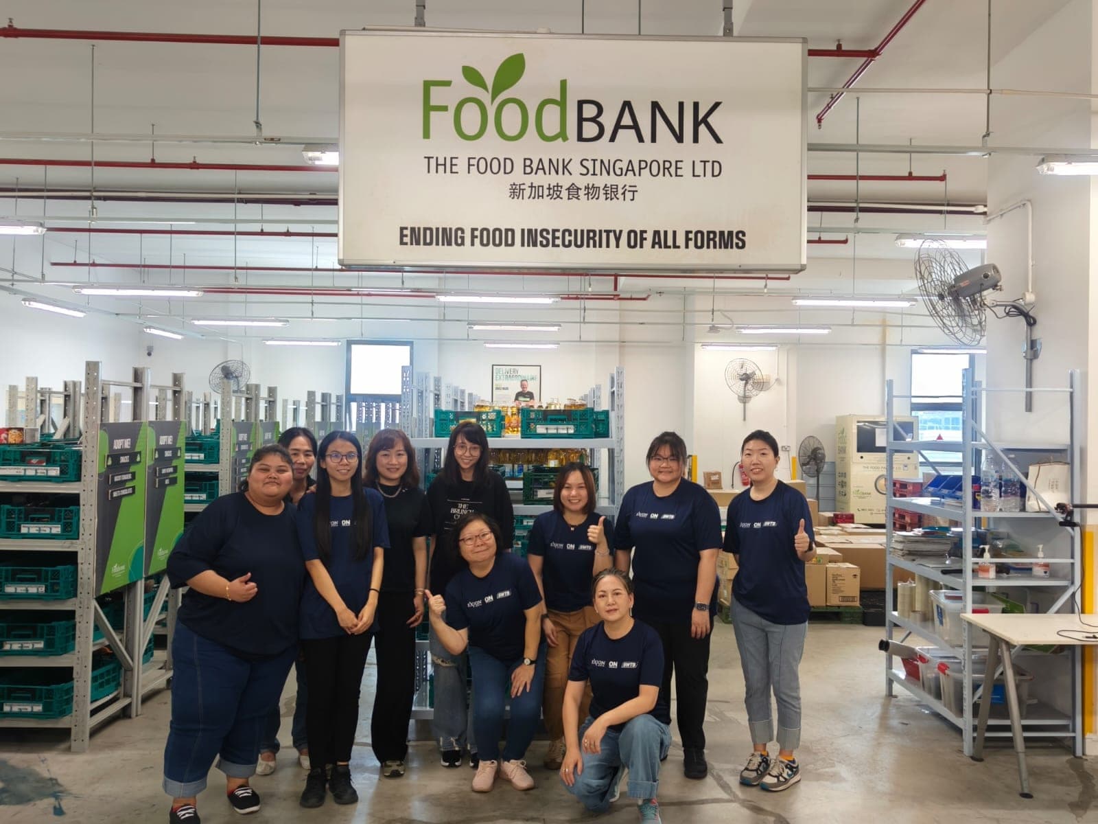Exion volunteers at The Food Bank Singapore warehouse