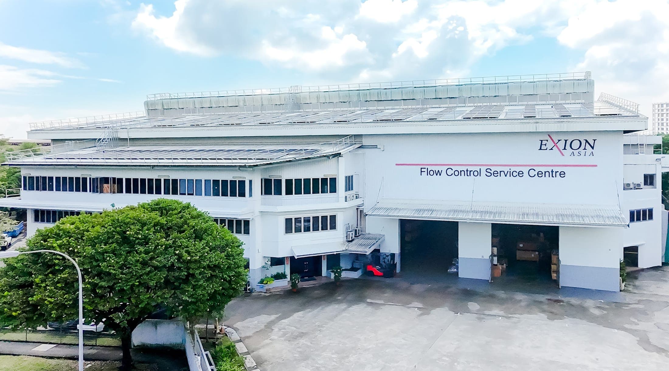 Aerial view of the Exion Flow Control Service Centre at 8 Pioneer Walk, Singapore