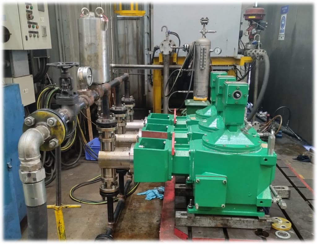 Metering and dosing pump skid installed on site