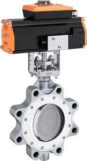 High-performance lugged butterfly valve with actuator