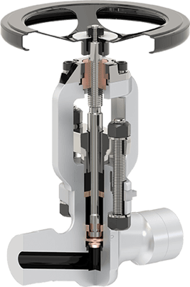 Pressure seal globe valve cutaway
