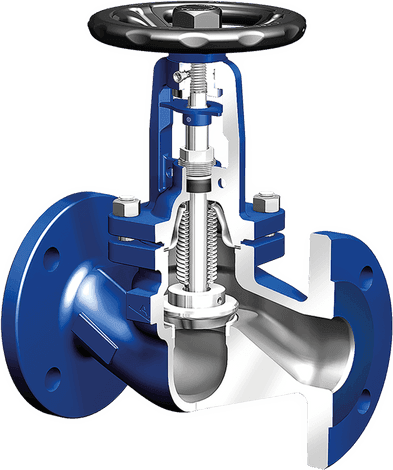 Bellow sealed globe valve cutaway